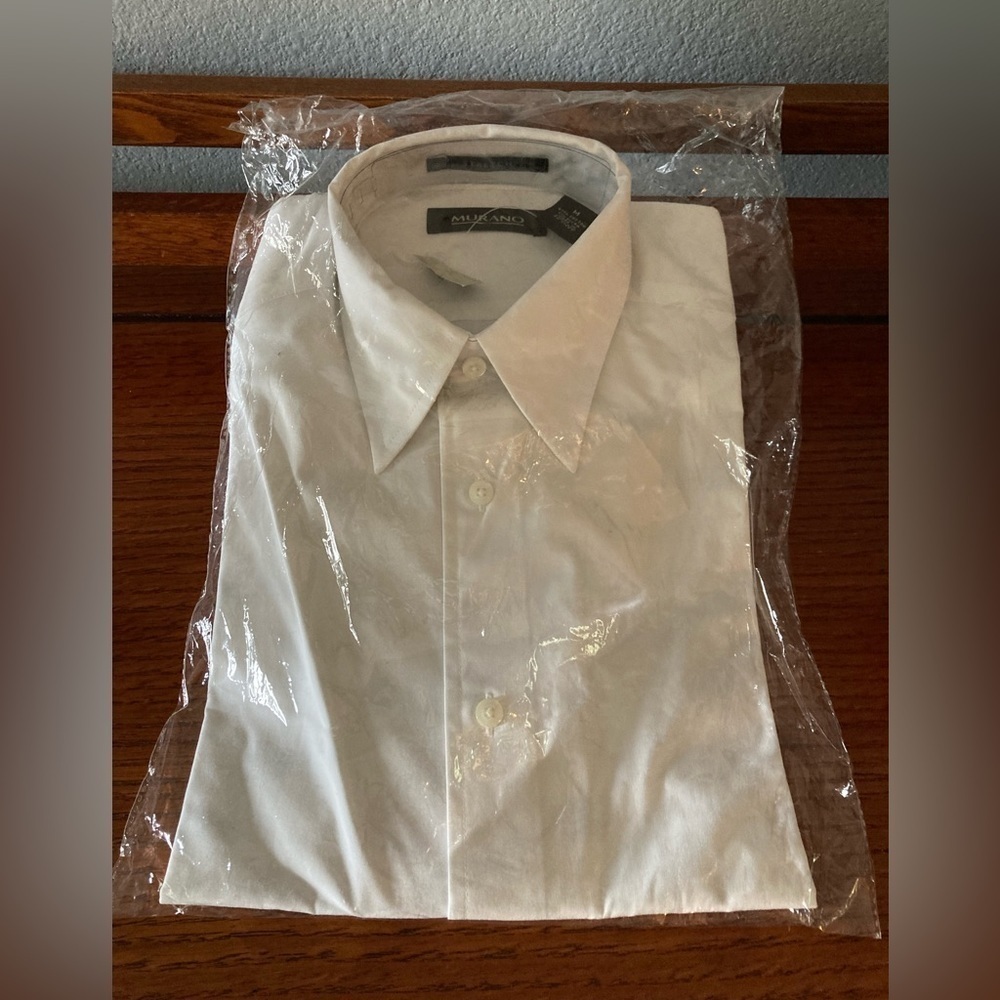 Murano White Classic Dress Shirt Button Up Medium long sleeved new in package